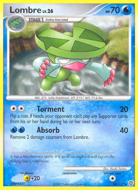 Lombre Pokemon card from Secret Wonders