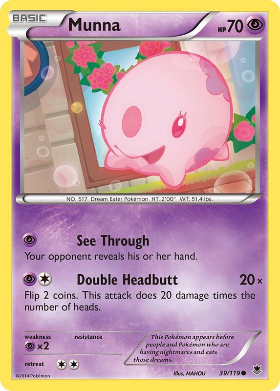 Munna Pokemon card from XY - Phantom Forces