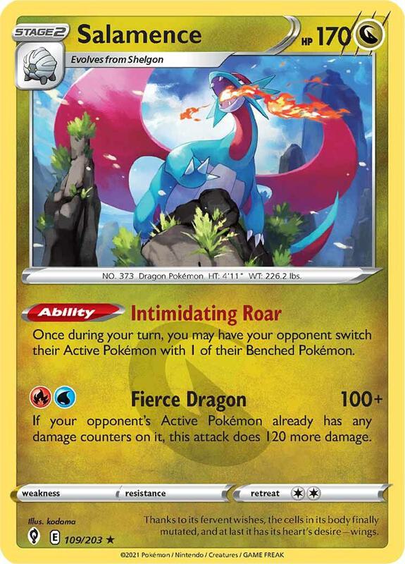 Salamence Pokemon card from SWSH07: Evolving Skies