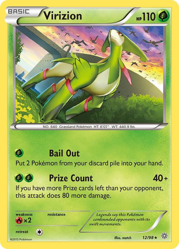 Virizion Pokemon card from XY - Ancient Origins
