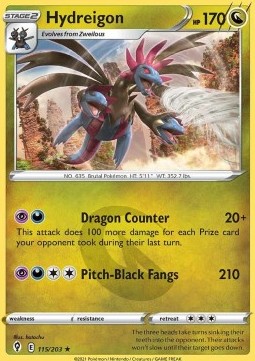 Hydreigon Pokemon card from Evolving Skies