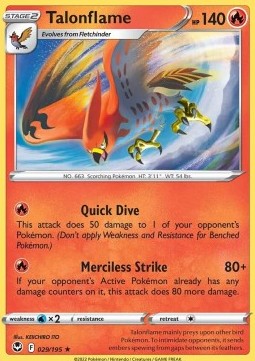 Talonflame Pokemon card from Silver Tempest