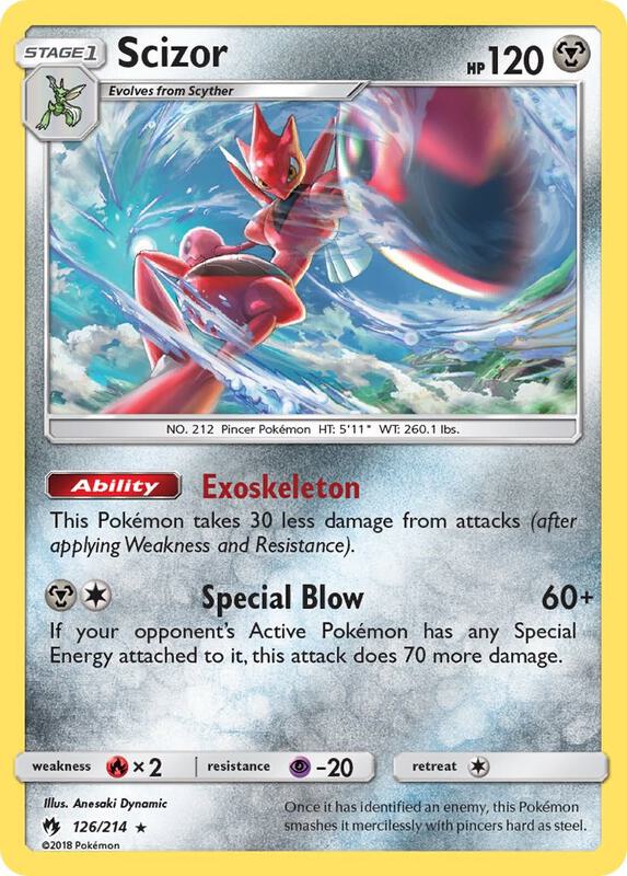 Scizor Pokemon card from SM - Lost Thunder