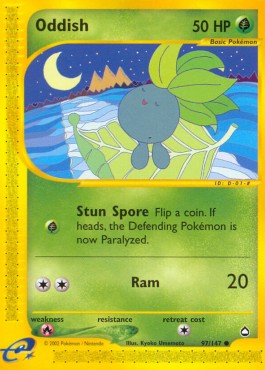 Oddish Pokemon card from Aquapolis