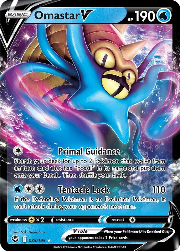 Omastar V Pokemon card from SWSH12: Silver Tempest