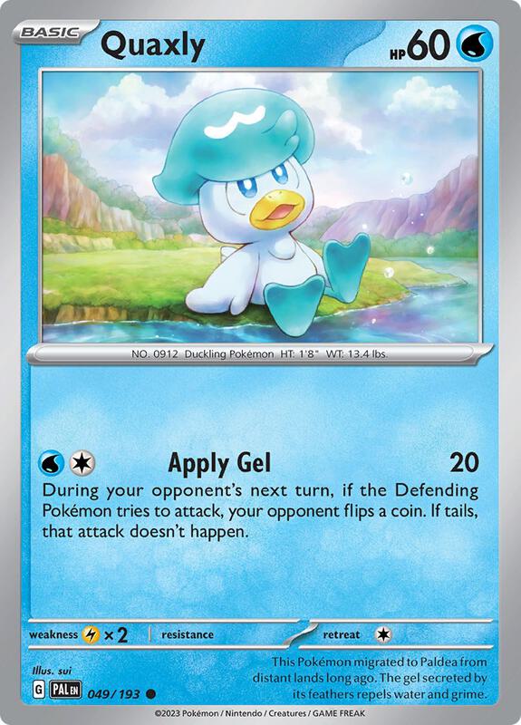Quaxly Pokemon card from SV02: Paldea Evolved