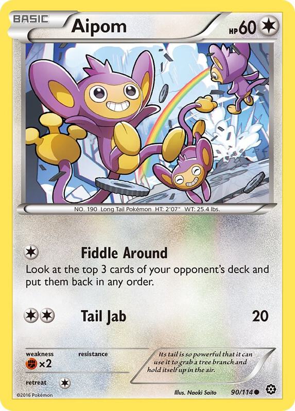 Aipom Pokemon card from XY - Steam Siege