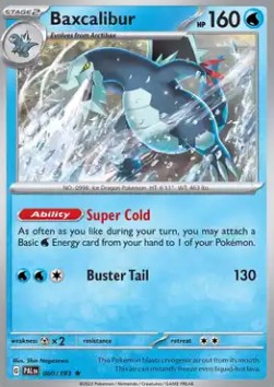 Baxcalibur Pokemon card from Paldea Evolved