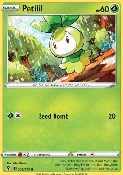 Petilil Pokemon card from Evolving Skies