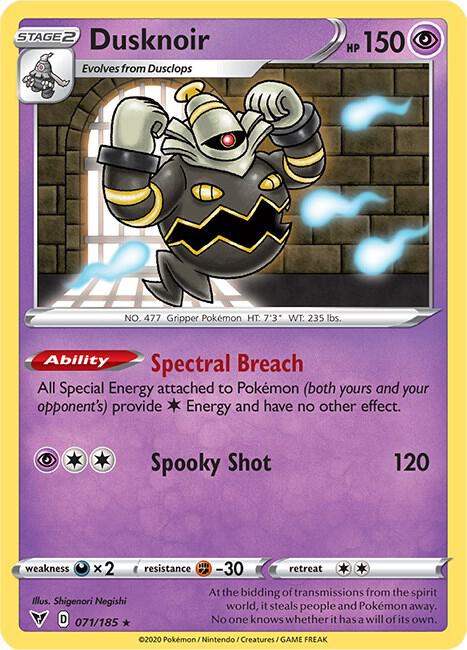 Dusknoir Pokemon card from SWSH04: Vivid