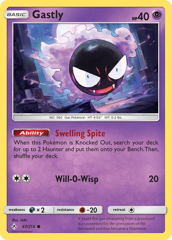 Gastly (67) Pokemon card from SM - Unbroken Bonds