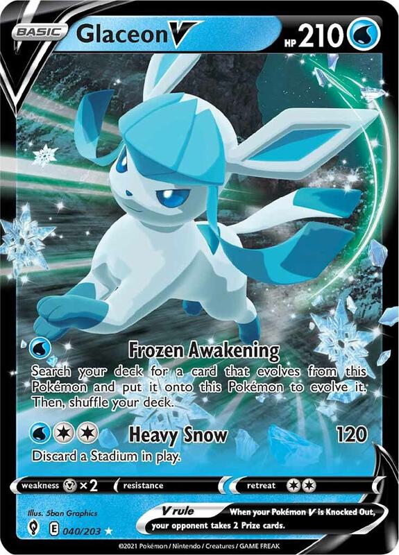Glaceon V Pokemon card from SWSH07: Evolving Skies