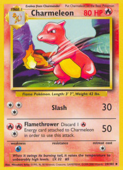 Charmeleon Pokemon card from Base Set