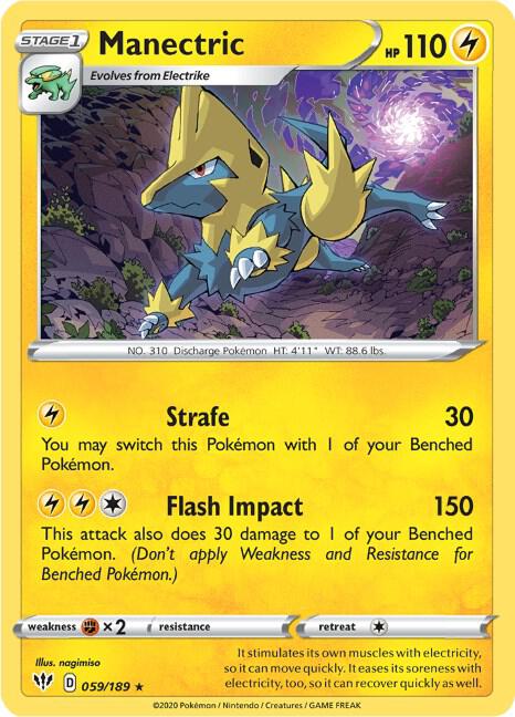 Manectric Pokemon card from SWSH03: Darkness Ablaze