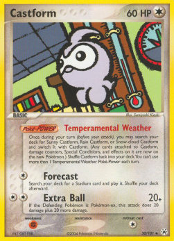 Castform Pokemon card from EX Hidden Legends