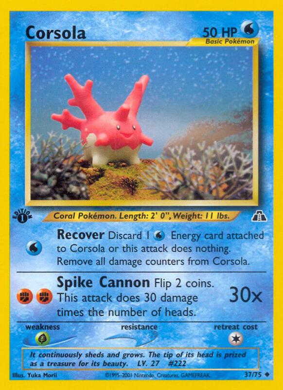 Corsola Pokemon card from Neo Discovery