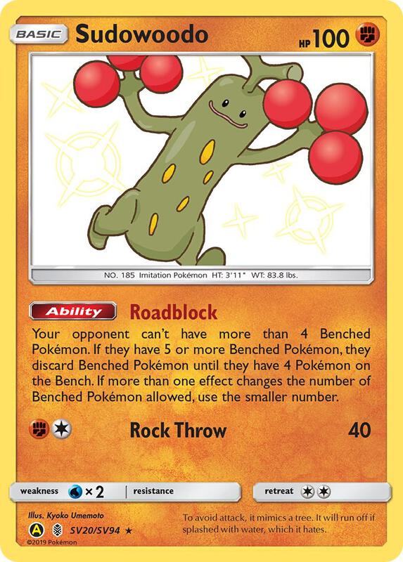 Sudowoodo Pokemon card from Hidden Fates: Shiny Vault