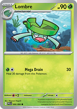 Lombre Pokemon card from Phantasmal Flames