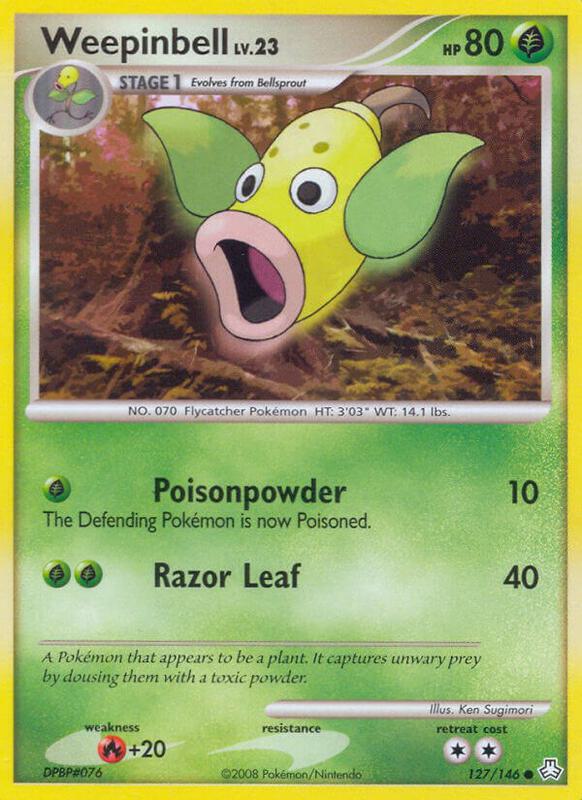 Weepinbell Pokemon card from Legends Awakened