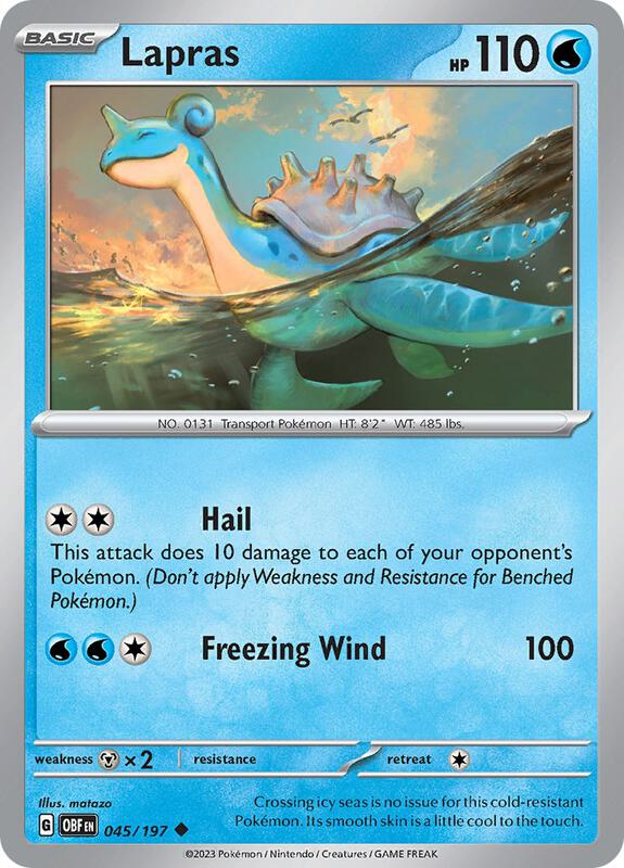 Lapras Pokemon card from SV03: Obsidian Flames