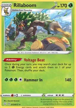 Rillaboom Pokemon card from Shining Fates