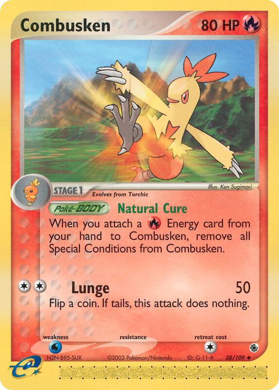 Combusken Pokemon card from Ruby and Sapphire
