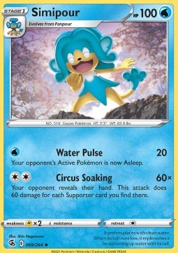 Simipour Pokemon card from Fusion Strike