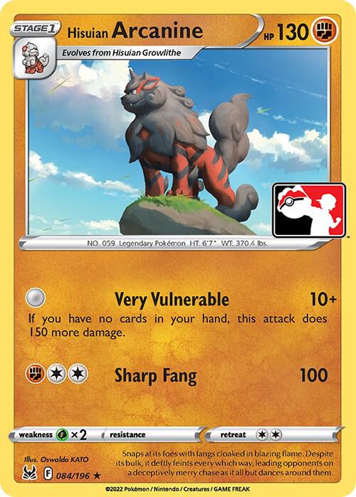 Hisuian Arcanine Pokemon card from Prize Pack Series Cards