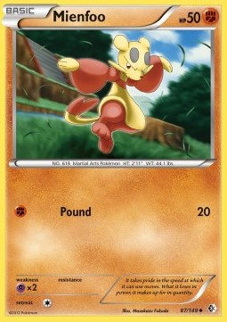 Mienfoo Pokemon card from Boundaries Crossed