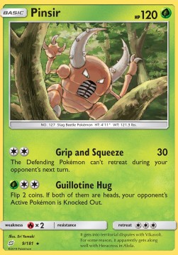 Pinsir Pokemon card from Team Up