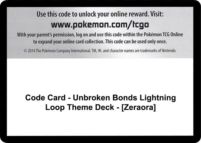 Code Card - Unbroken Bonds Lightning Loop Theme Deck - [Zeraora] Pokemon card from SM - Unbroken Bonds