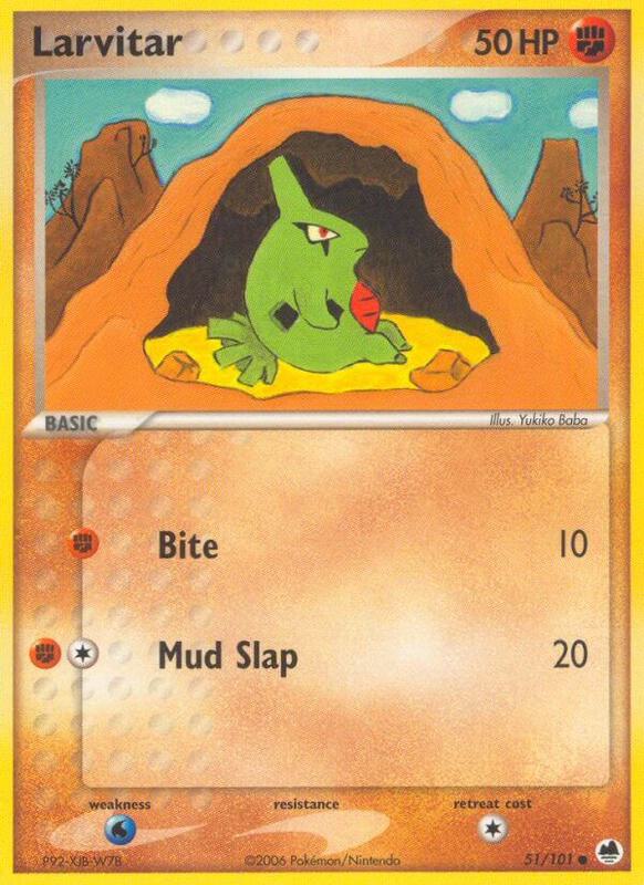 Larvitar Pokemon card from Dragon Frontiers