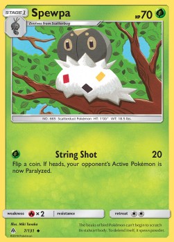 Spewpa Pokemon card from Forbidden Light