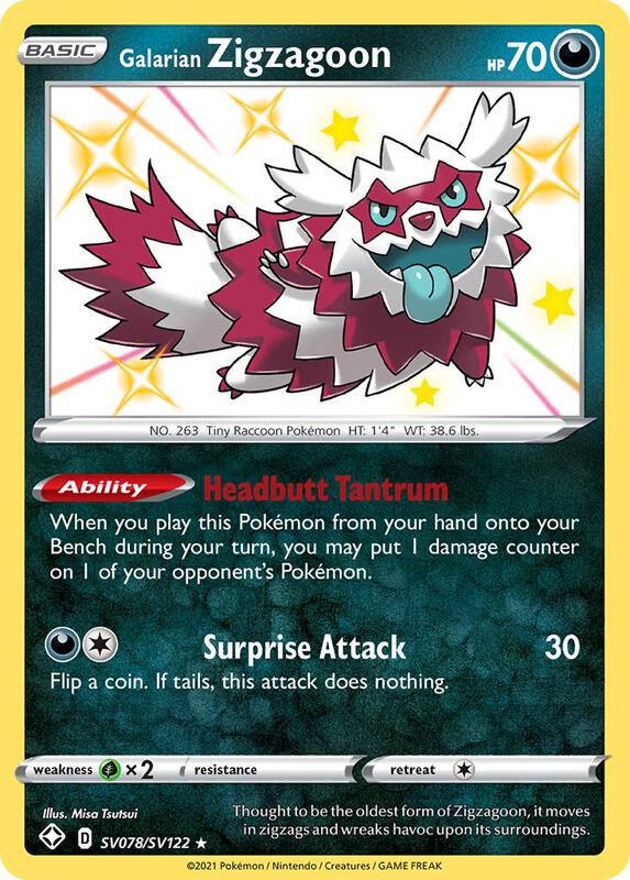 Galarian Zigzagoon Pokemon card from Shining Fates: Shiny Vault