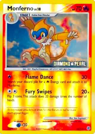 Monferno Pokemon card from Burger King Promos