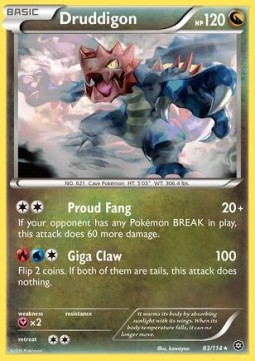 Druddigon Pokemon card from Steam Siege