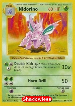 Nidorino Pokemon card from Base Set