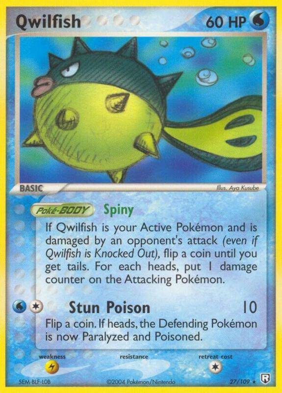 Qwilfish Pokemon card from Team Rocket Returns