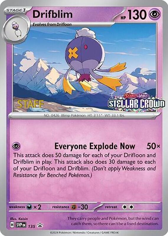 Drifblim - 135 (Prerelease) [Staff] Pokemon card from SV: