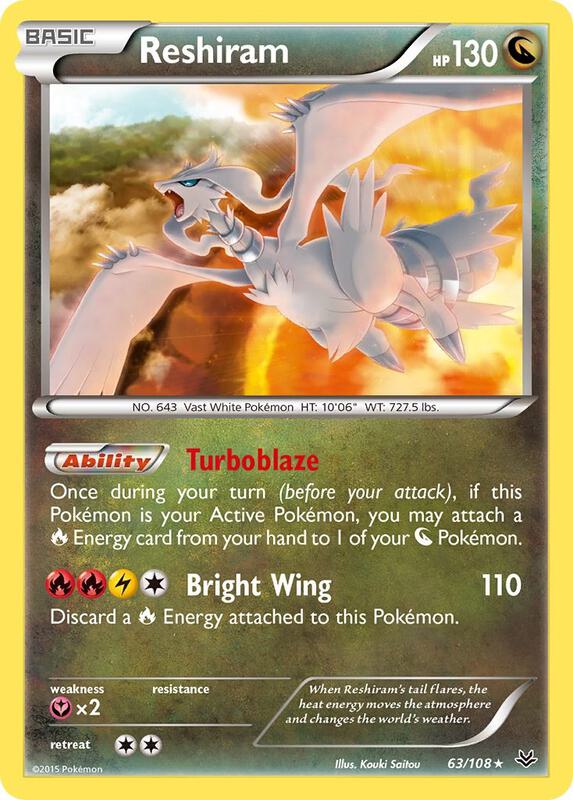 Reshiram Pokemon card from XY - Roaring Skies