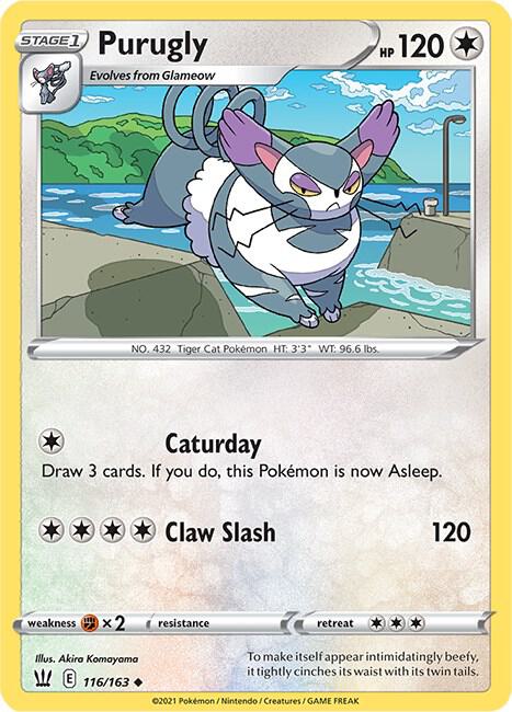 Purugly Pokemon card from SWSH05: Battle
