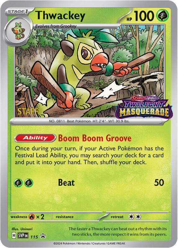 Thwackey - 115 (Prerelease) [Staff] Pokemon card from SV: