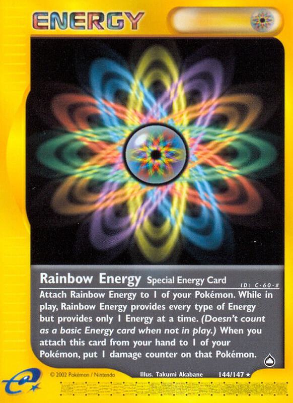 Rainbow Energy Pokemon card from Aquapolis