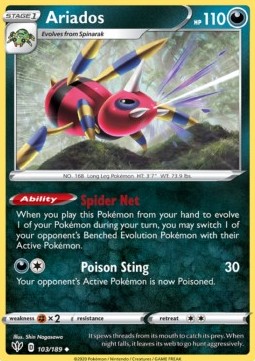 Ariados Pokemon card from Darkness Ablaze