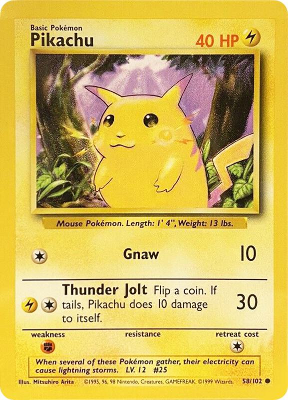 Pikachu Pokemon card from Base Set