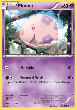 Munna Pokemon card from Plasma Blast