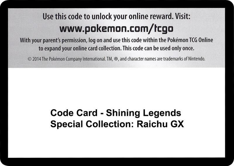Code Card - Shining Legends Special Collection: Raichu GX Pokemon card from Shining Legends