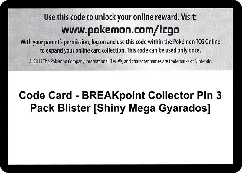 Code Card - BREAKpoint Collector Pin 3 Pack Blister [Shiny Mega Gyarados] Pokemon card from XY - BREAKpoint