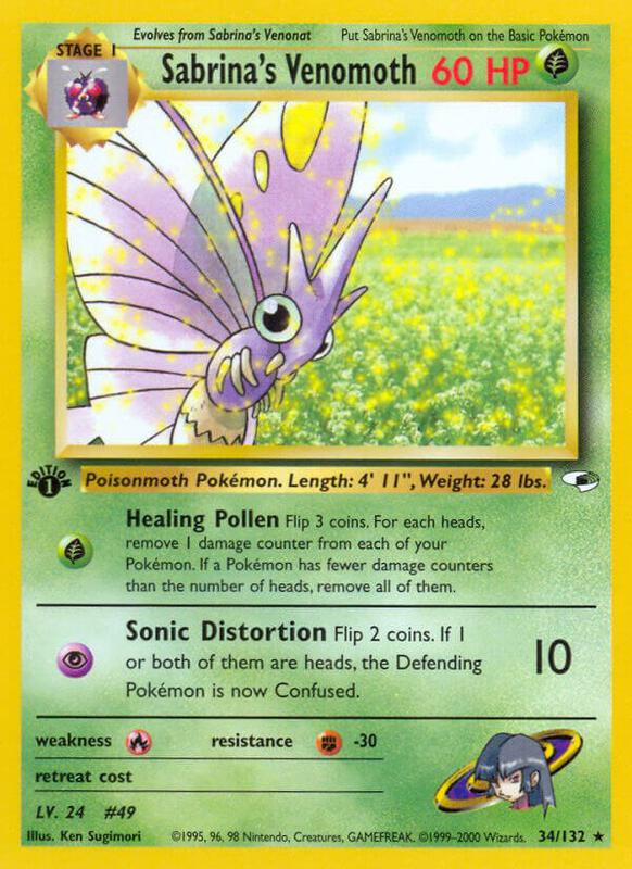 Sabrina's Venomoth Pokemon card from Gym Heroes