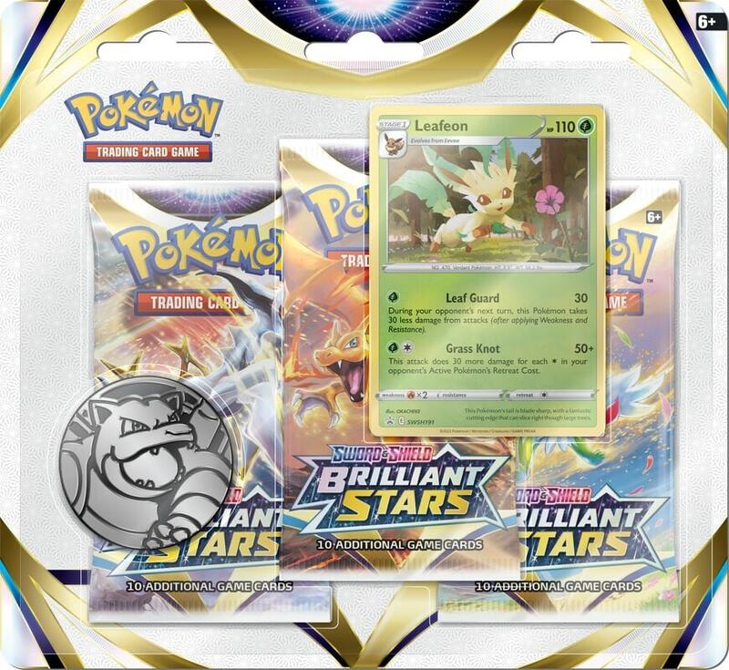 Brilliant Stars 3 Pack Blister [Leafeon] Pokemon card from SWSH09: Brilliant